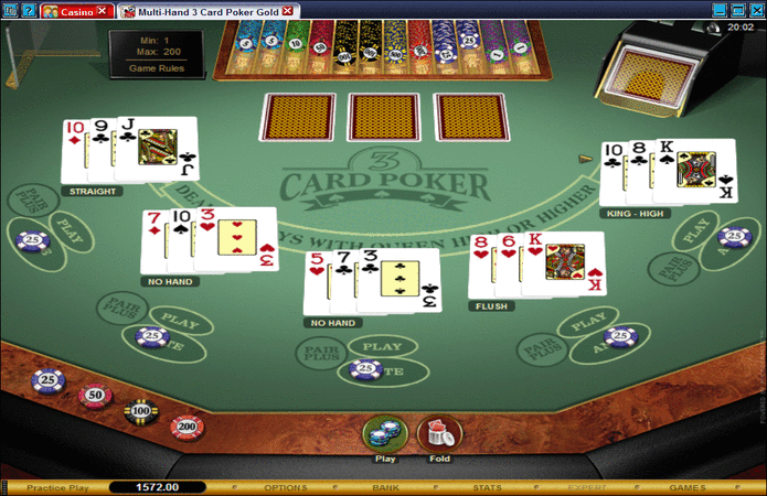 Gold Series Multi Hand 3 Card Poker Card Game
