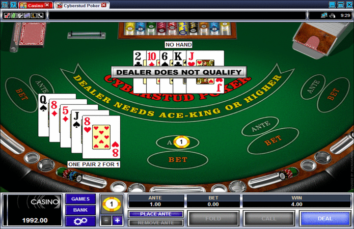 Cyber Stud Poker Card Game